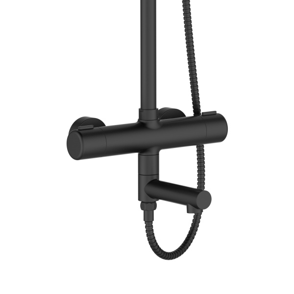 Душевая система Orange Thermo T02S4-911b термостат с изливом, черный матовый